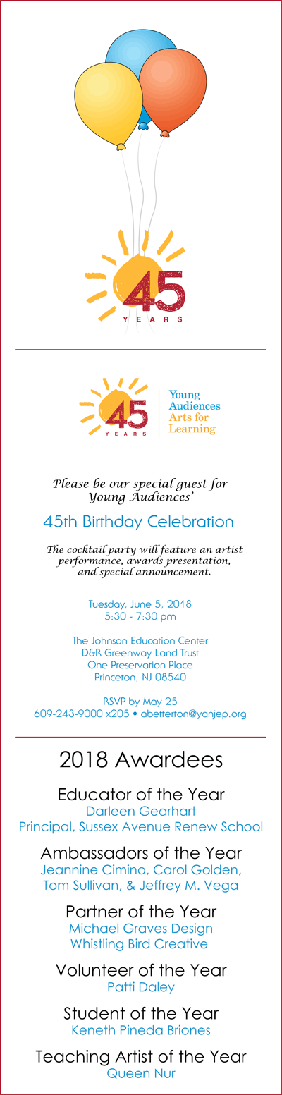 Image of Young Audiences' 2018 Annual Meeting Invitation